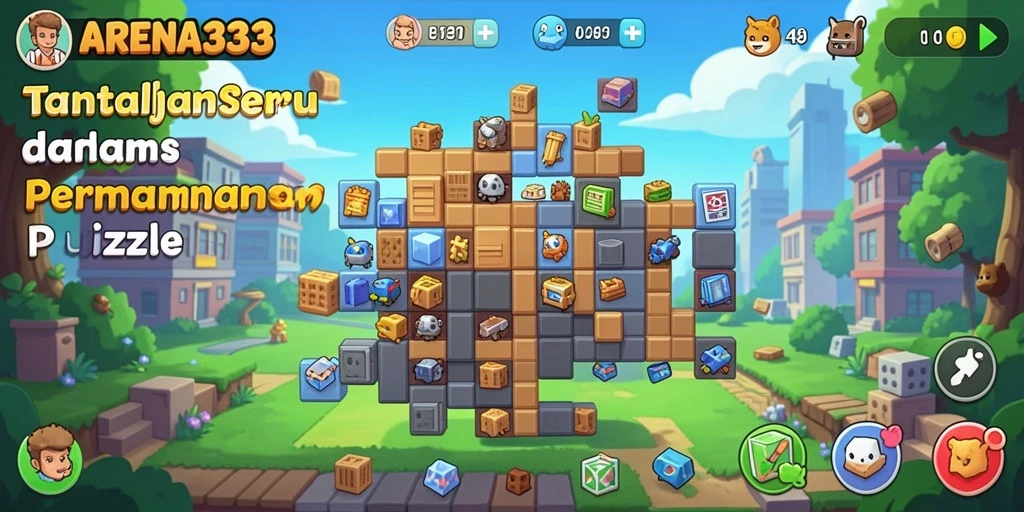 Tampilan gameplay seru dalam ARENA333 dengan tantangan Puzzle.
