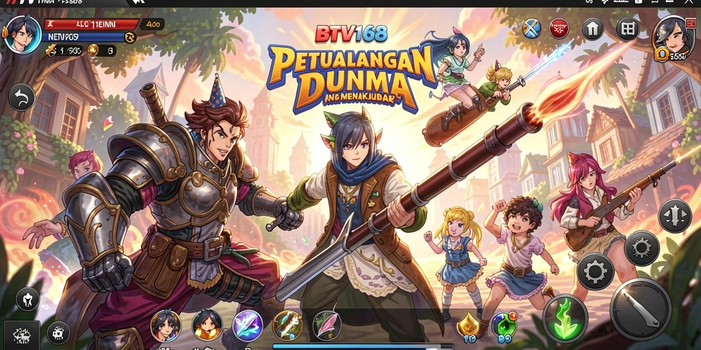 Tangkapan layar BTV168 menampilkan pertempuran karakter Anime yang menegangkan.