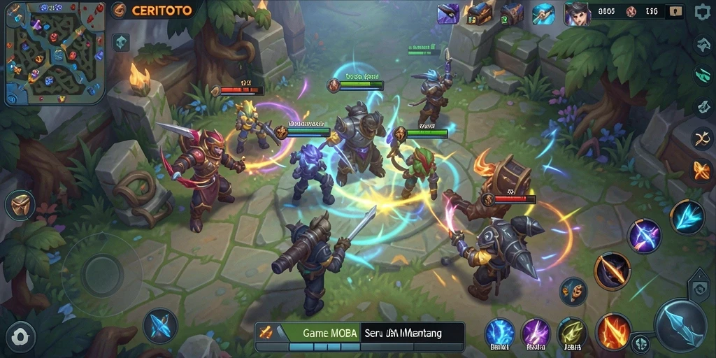 Tampilan atraktif dari gameplay MOBA yang penuh aksi.