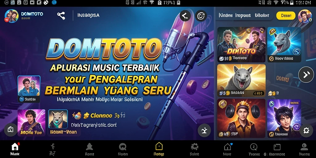 Tampilan gameplay menarik dari DOMTOTO dengan fitur musik interaktif.
