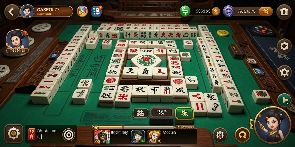 Tampilan gameplay menarik dalam permainan Mahjong GASPOL77.