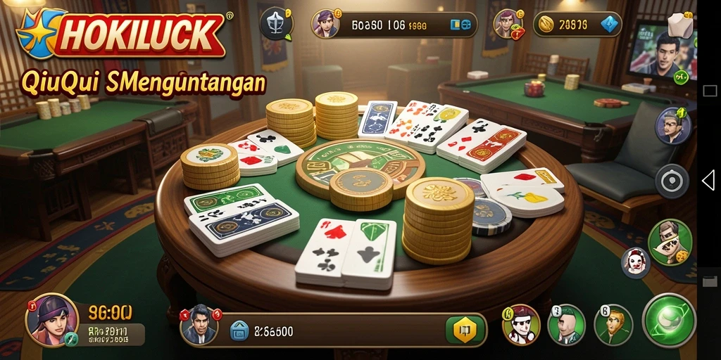 Tampilan gameplay HOKILUCK saat bermain QiuQiu yang seru.