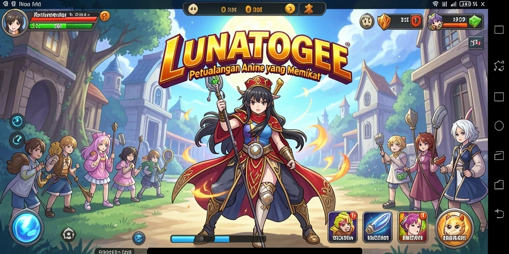 Tampilan gameplay LUNATOGEL yang menarik dan penuh warna.