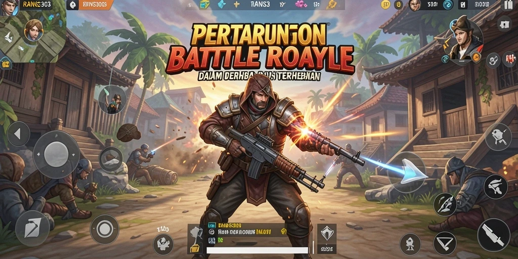 Tampilan gameplay mendebarkan di arena Battle Royale.