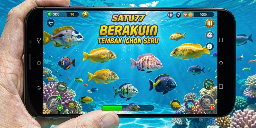Screenshot menunjukkan gameplay menyeramkan dalam Tembak Ikan.