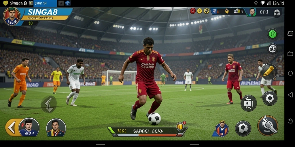 Gameplay menarik dalam SINGA8 dengan aksi sepak bola yang dinamis.