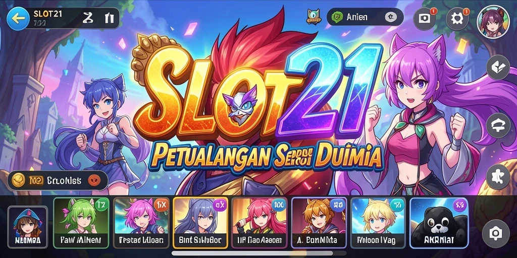 Tampilan dinamis dan karakter Anime yang penuh warna dari SLOT21.