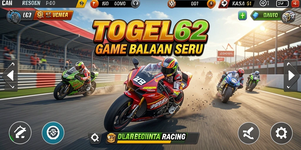 Tampilan gameplay balapan seru di TOGEL62 dengan lintasan yang menantang.