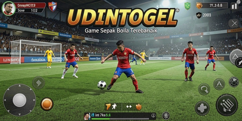 Tampilan permainan sepak bola yang realistis dan mendebarkan.